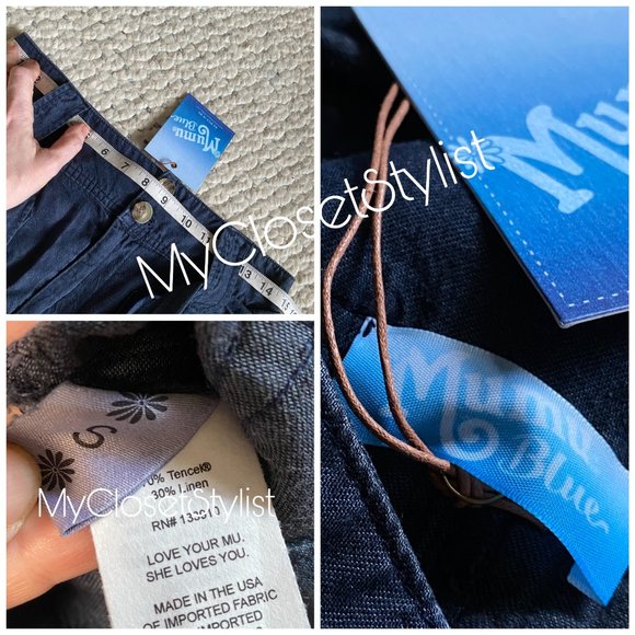 SMYM MuMu Flowy Flare Festival Bells TENCEL LINEN Pants! NWT S mu mu blue small - Picture 3 of 4